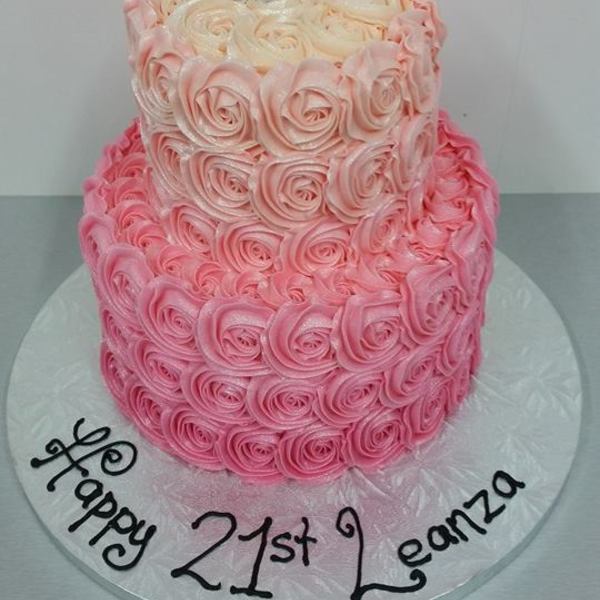 Two Tier Pink Ombre Roses