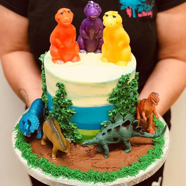 Dinosaur Theme Cake with Toppers