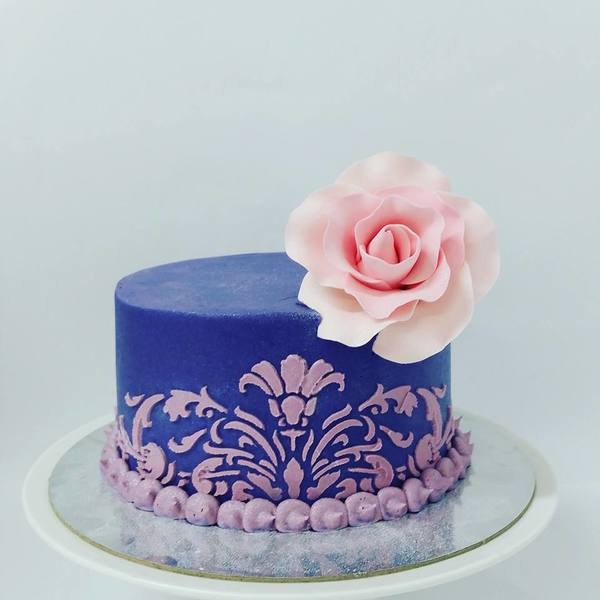 Smooth Purple with Pink Stencil Cake