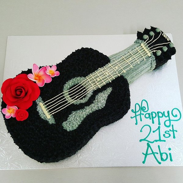 Black Guitar with Gumpaste Flowers