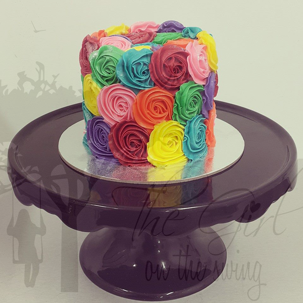 Scattered Rainbow Roses Cake