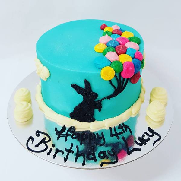 Smooth Blue Bunny Balloon Cake