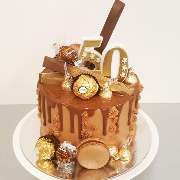 Gold Overload Cake with Candles