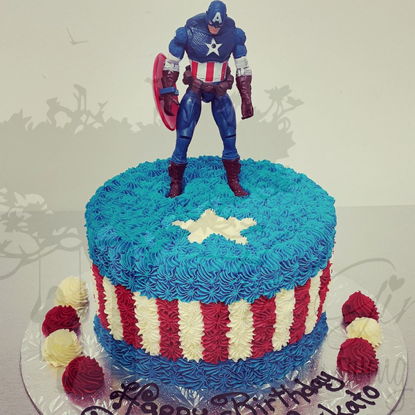Captain America Cake with Figurine 