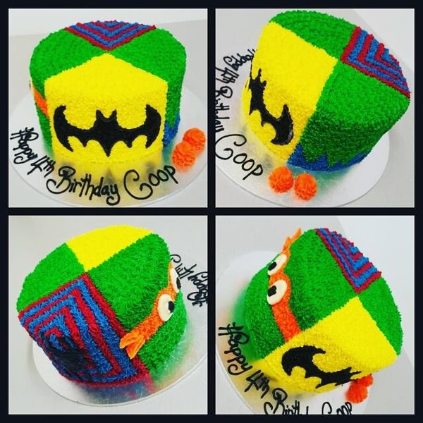 TMNT Spiderman Batman and Hulk Cake