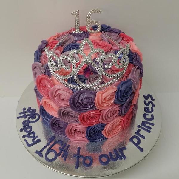 Pink and Purple Rose Cake with Crown