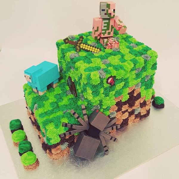 Two Tier Minecraft Cake