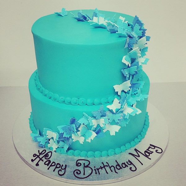 Smooth Blue Two Tier with Butterfly Trail